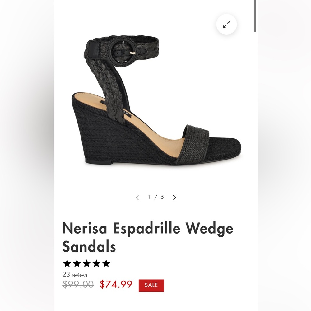 Nine West Black Woven Wedges